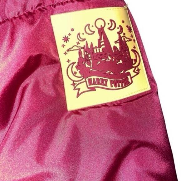 HARRY POTTER HOGWARTS Wizarding World Puffer Coat Jacket SZ XL Rhubarb Red Gold - Picture 6 of 10